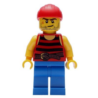 Figurine Pirate - Red/Black Stripes, Blue Legs, Red Bandana, Scar du set 40158