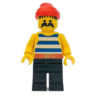 Minifigure Pirate - Blue Stripes, Black Legs, Red Bandana del set 6279