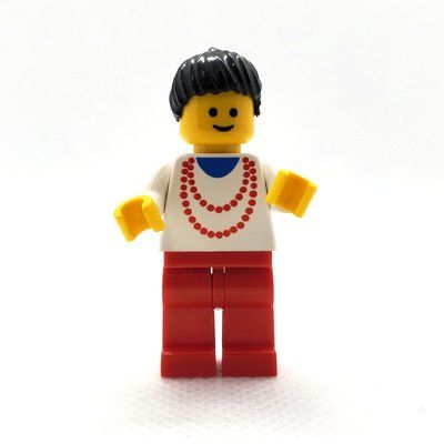 Figurine Woman - White Torso, Yellow Necklace, Red Legs, Black Hair du set 10001
