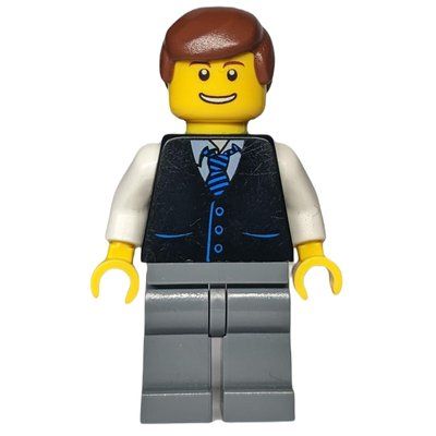 Figurine Man - Black Vest, Dark Bluish Gray Legs, Reddish Brown Hair du set 7937
