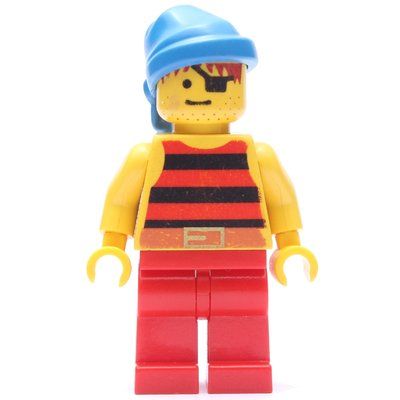 Minifigure Pirate - Red/Black Stripes, Red Legs, Blue Bandana del set 6289