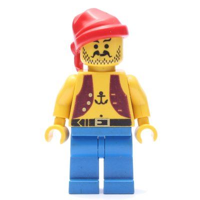 Minifigure Pirate - Dark Purple Vest, Anchor Tattoo, Blue Legs, Red Bandana del set 6289