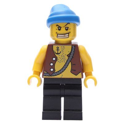 Minifigure Pirate - Anchor Tattoo, Black Legs, Blue Bandana, Gold Tooth del set 6243
