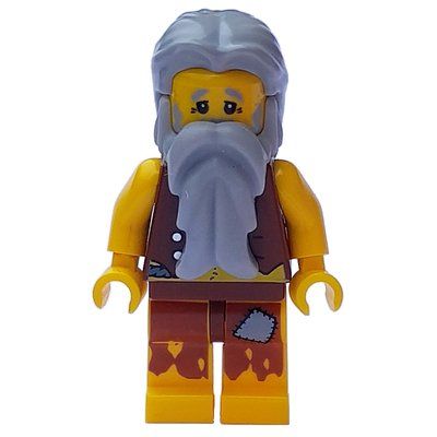 Minifiguur Pirate - Anchor Tattoo, Castaway, Light Bluish Gray Hair uit set 6299