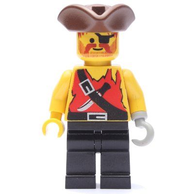 Minifigure Pirate - Shirt with Knife, Black Legs, Brown Tricorne del set 6289