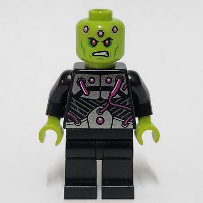Minifiguur Brainiac in Black Outfit with Magenta Wires uit set 76040