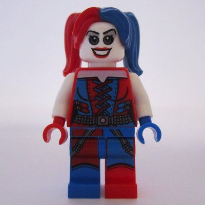 Minifigure Harley Quinn in Blue and Red Outfit and Hair from set 76053