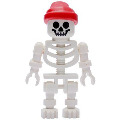 Minifigur Skeleton, Standard Face, Red Bandana Hat, Ball Joint Arms aus Set 6204