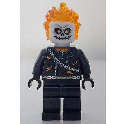 Minifigura Ghost Rider, White Head, Torn Jacket del set 76058