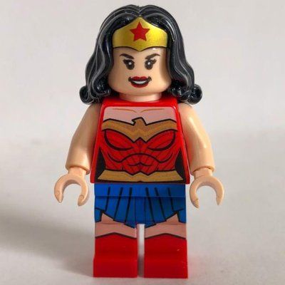 Minifigure Wonder Woman with Tiara and Hair, and Gold Belt with Blue Skirt from set 76097