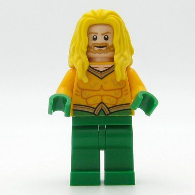 Minifigure Aquaman, Long Yellow Hair, Green Hands del set 76116
