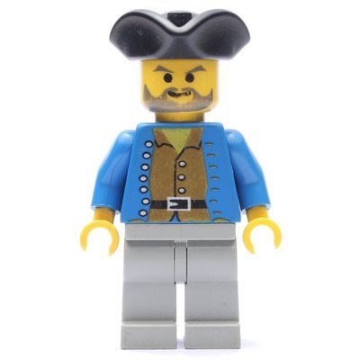Minifigure Pirate - Brown Shirt, Light Gray Legs, Black Tricorne del set 6289
