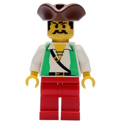 Minifigure Pirate - Green Vest, Red Legs, Brown Tricorne from set 6250