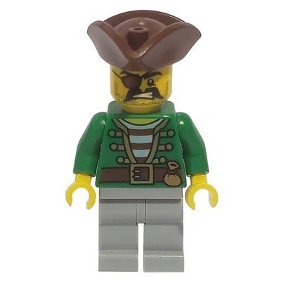 Minifigurka Pirate - Green Jacket, Light Bluish Grey Legs, Brown Tricorne z zestawu 70412
