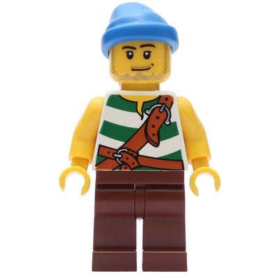 Figurine Pirate - Green Stripes, Reddish Brown Legs, Blue Bandana du set 852751