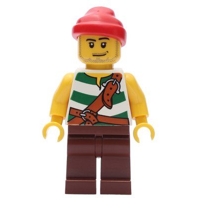 Figurine Pirate - Green Stripes, Reddish Brown Legs, Red Bandana du set 852751