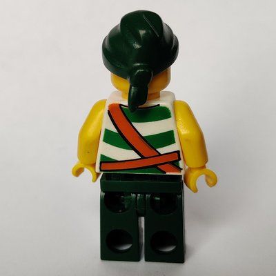 Minifigure Pirate - Green Stripes, Dark Green Legs, Dark Green Bandana del set 6243