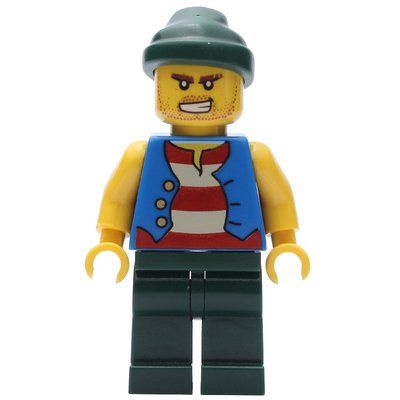 Minifigure Pirate - Blue Vest, Dark Green Legs, Dark Green Bandana from set 852750