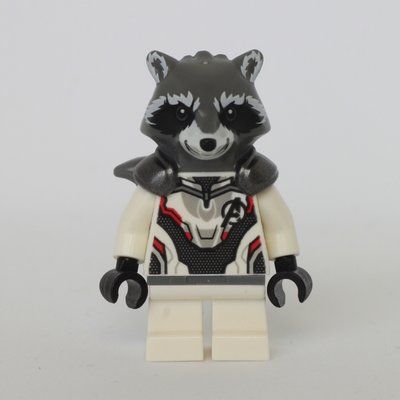 Minifigura Rocket Raccoon, White Advanced Tech (Quantum) Suit del set 76126