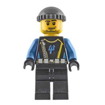 Minifigure Aquaraider Diver 5 with Dark Bluish Gray Hat from set 7774