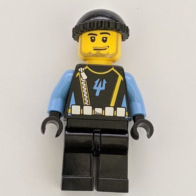 Minifigure Aquaraider Diver 5 with Black Hat del set 7772