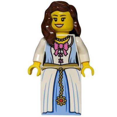 Figurine Princess in White and Medium Blue Dress du set 10668
