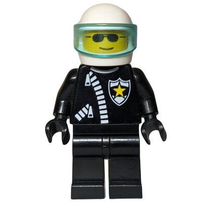Figurine Policeman, Black Jacket with Zipper and Badge, White Helmet with Trans-Light Blue Visor du set 6625