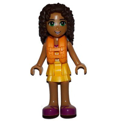 Figurine Andrea - Bright Light Orange Layered Skirt, Halter Top with Bright Light Orange Chevron Stripes and Life Jacket du set 10747