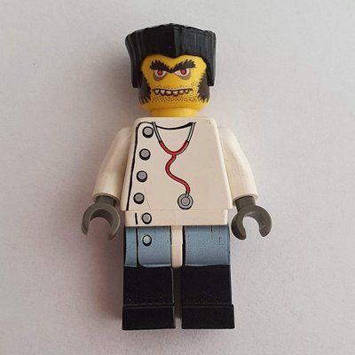 Minifigure Mad Scientist, Dark Gray Hands del set 1382