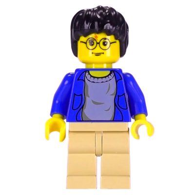Minifiguur Harry Potter, Yellow Skin, Open Blue Jacket uit set 4708