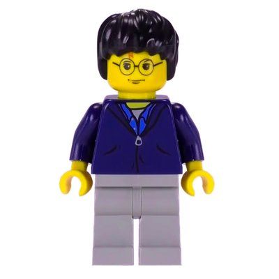Minifigure Harry Potter, Yellow Skin, Dark Blue Jacket with Zipper del set 4727