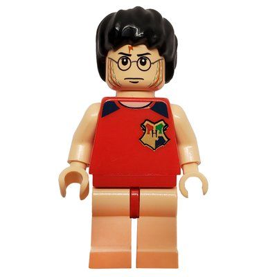 Minifiguur Harry Potter, Tournament Uniform Red Diving Outfit with Hogwarts Crest, Light Nougat Legs uit set 4762