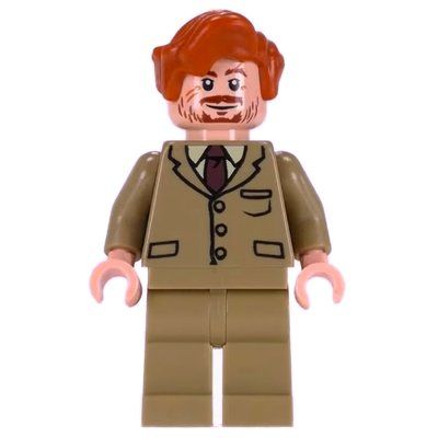 Minifigure Remus Lupin, Dark Tan Suit, Dark Orange Hair del set 4867