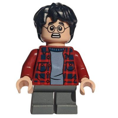 Figurine Harry Potter, Open Red Flannel Shirt, Dark Bluish Grey Short Legs du set 75953