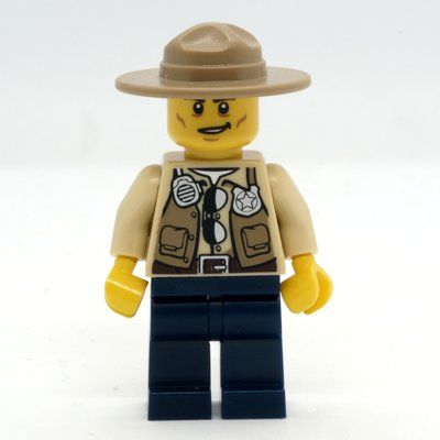 Minifigure Swamp Police / Ranger, Dark Tan Campaign Hat, Dark Blue Legs from set 5004076