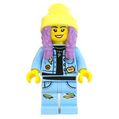 Figurine Parker L. Jackson, Bright Light Blue Denim Jacket, Bright Light Yellow Beanie Hat, Medium Lavender Hair du set 70424