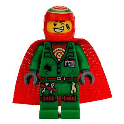 Minifigurka Douglas Elton / El Fuego, Green Outfit with Red Helmet and Cape z zestawu 70421