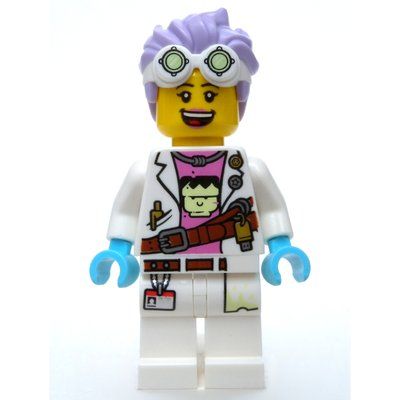 Figurine J.B. Watt, Lab Coat, Medium Lavender Hair with Goggles, Scared / Smile du set 70432