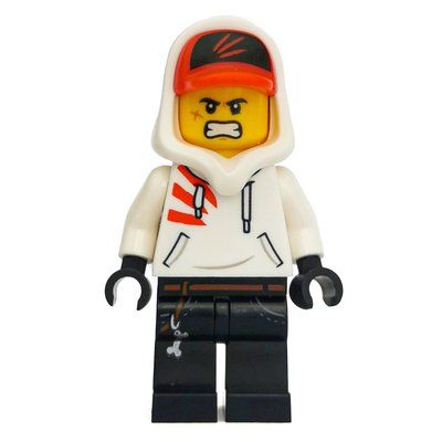Minifigur Jack Davids, White Hoodie with Hood and Red Cap, Angry / Smile aus Set 70430