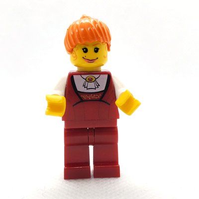 Minifigure Female - Dark Red Torso, Dark Red Legs, White Shirt del set 1380