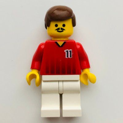 Minifigure Soccer Player Red Torso, White Legs, #11 del set 3420