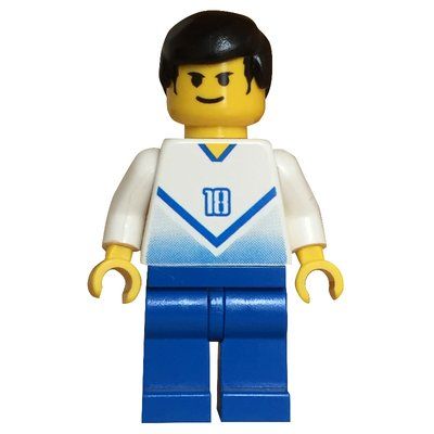 Minifigurka Soccer Player White Torso, Blue Legs, #18 z zestawu 3421