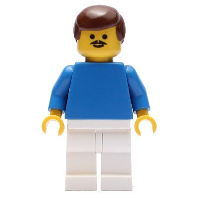 Minifigurka Soccer Player Blue Torso, White Legs, Brown Hair, Mustache z zestawu 3406