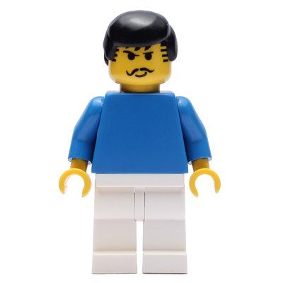 Minifigurka Soccer Player Blue Torso, White Legs, Black Hair, Mustache z zestawu 3406