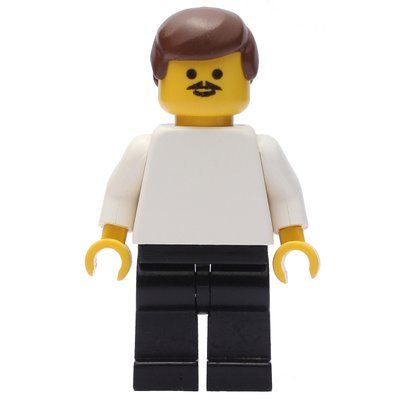 Figurine Soccer Player White Torso, Black Legs, Brown Hair, Mustache du set 3404