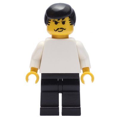 Figurine Soccer Player White Torso, Black Legs, Black Hair. Mustache du set 3404