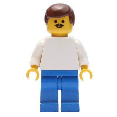 Figurine Soccer Player White Torso, Blue Legs, Brown Hair, Mustache du set 3405