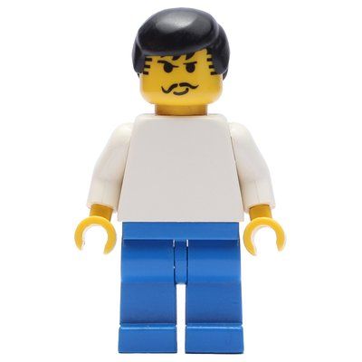 Figurine Soccer Player White Torso, Blue Legs, Black Hair, Mustache du set 3405