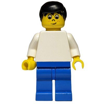 Figurine Soccer Player White Torso, Blue Legs, Black Hair, Freckles du set 3405