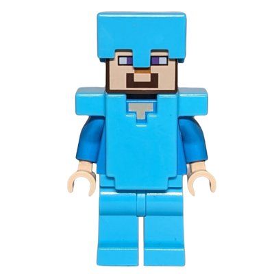 Minifiguur Steve in Medium Azure Helmet and Armor uit set 21124